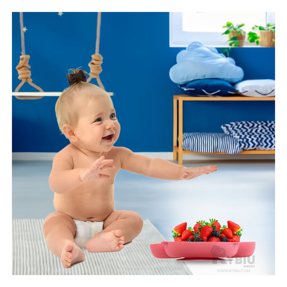 Plato Antideslizante para Niño en Rosado Oscuro Y+Agendita Plato Antideslizante para Niño en Rosado Oscuro Y+Agendita