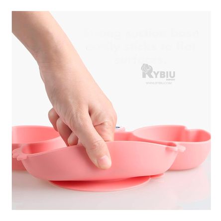 Plato para Alimentos con Ventosa en Color Rosado Y+Stickers