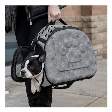 Transportador de Goma para Mascotas con Huellitas Plomo Transportador de Goma para Mascotas con Huellitas Plomo