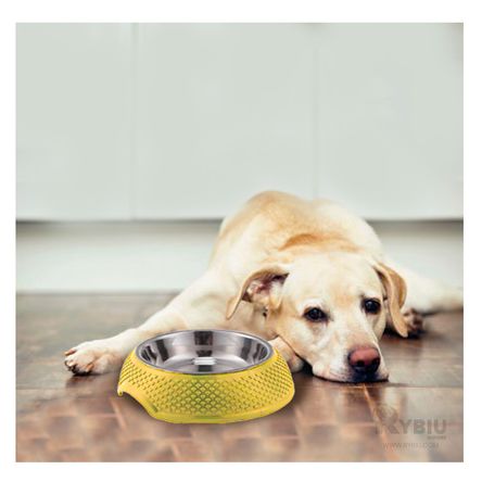 Plato Resistente con Base de Corazones en Color Amarillo