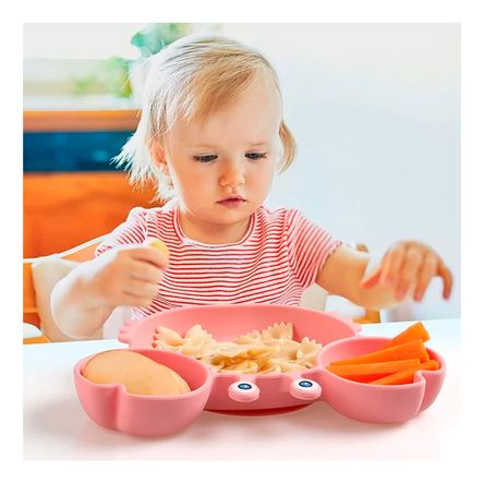 Plato Silicona Cangrejo Resistente para Bebe en Color Rosado Plato Silicona Cangrejo Resistente para Bebe en Color Rosado
