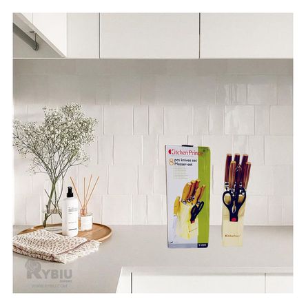 Set de 8 Cuchillo Utiles con Mango Madera Y+Papel de Regalo Set de 8 Cuchillo Utiles con Mango Madera Y+Papel de Regalo