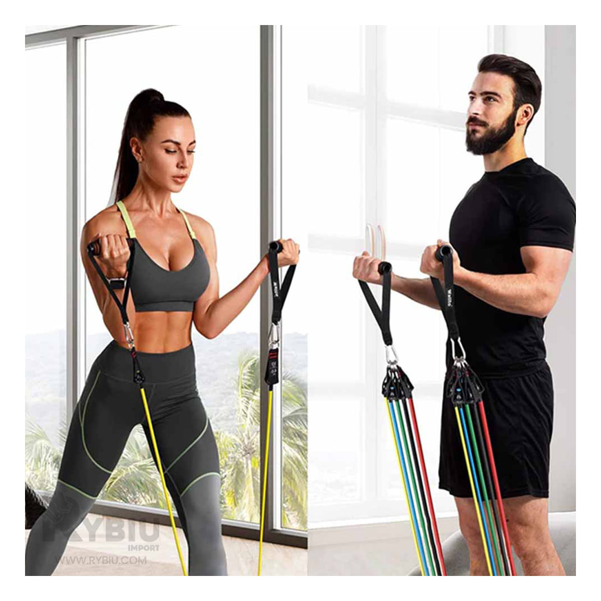 Set para Hacer Ejercicio Elastico Multicolor Y+Stickers