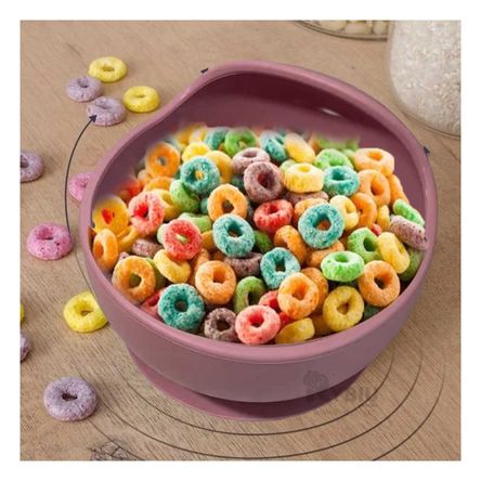 Plato y Cuchara Silicona Niño en Rosado Oscruro Y+Stickers