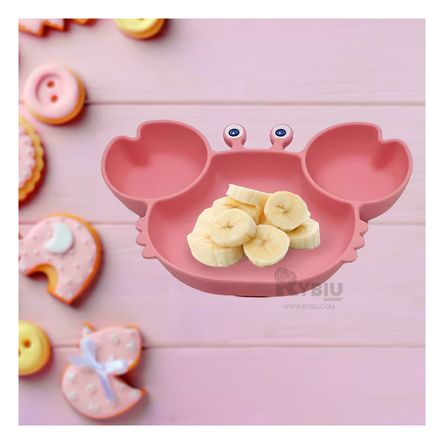 Plato Cangrejo para Bebe en Rosado Oscuro Y+Papel de Regalo