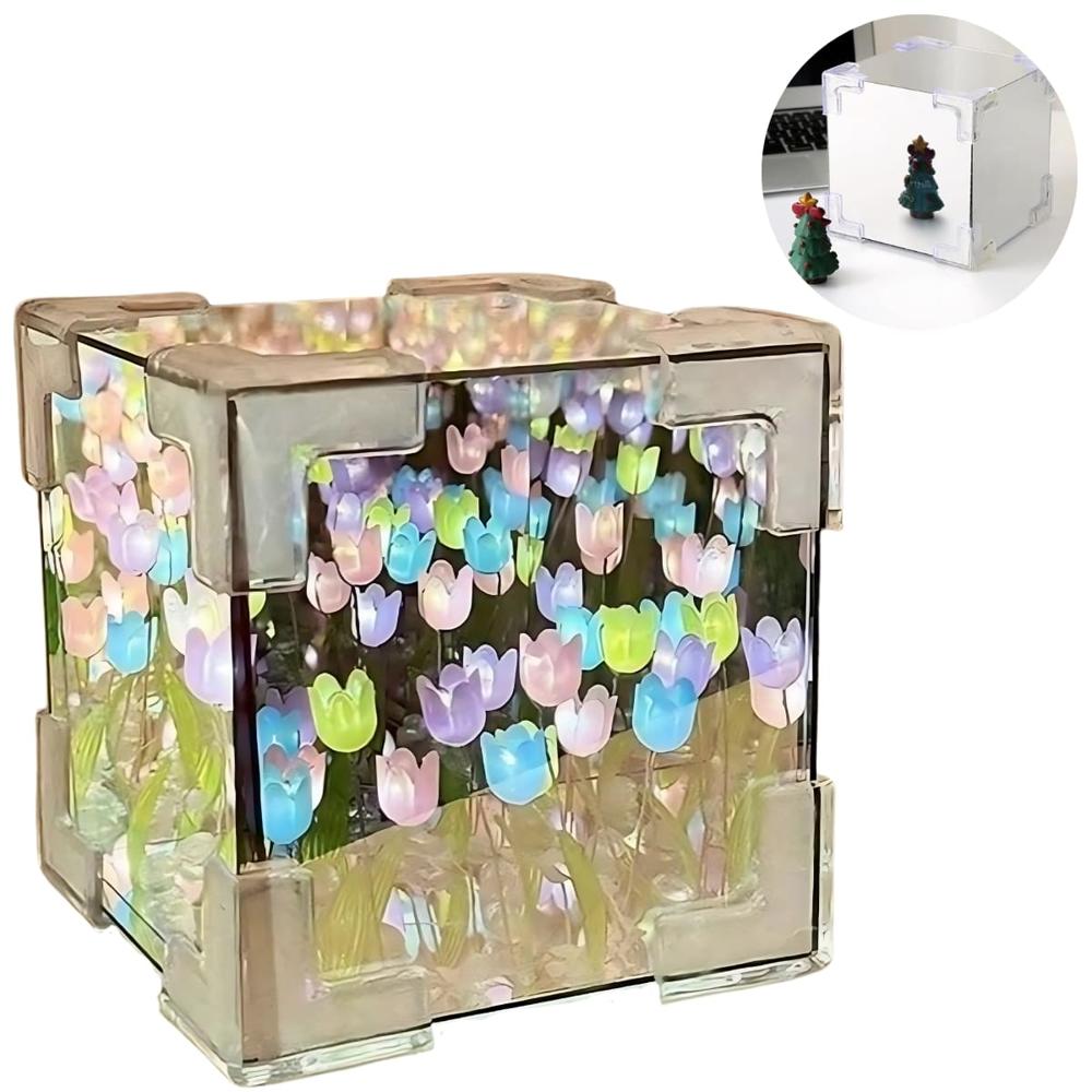 Lámpara Led Cubo de Tulipanes Decorativa de Fondo Infinito Mixto  744CM02