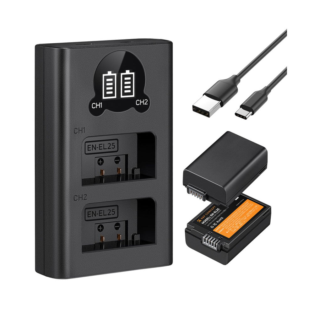 Cargador Dual K&F Concept + 2 Baterias EN-EL25 KF28.0031