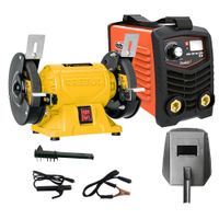 Soldadora Inversora 130 A Redbo + Esmeril de Banco 5"" Pretul MMA-130-26134