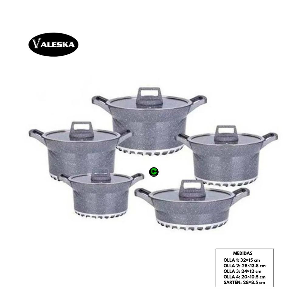 Set de Ollas Antiadherente 10 Piezas Plomo Valeska VL-LET010