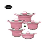 Set de Ollas Roca Volcánica 10 Piezas Rosa Valeska VL-LET010
