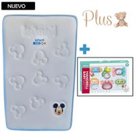 Colchón Plus para Bebé bordes Celeste +Set Sonaja 6pc
