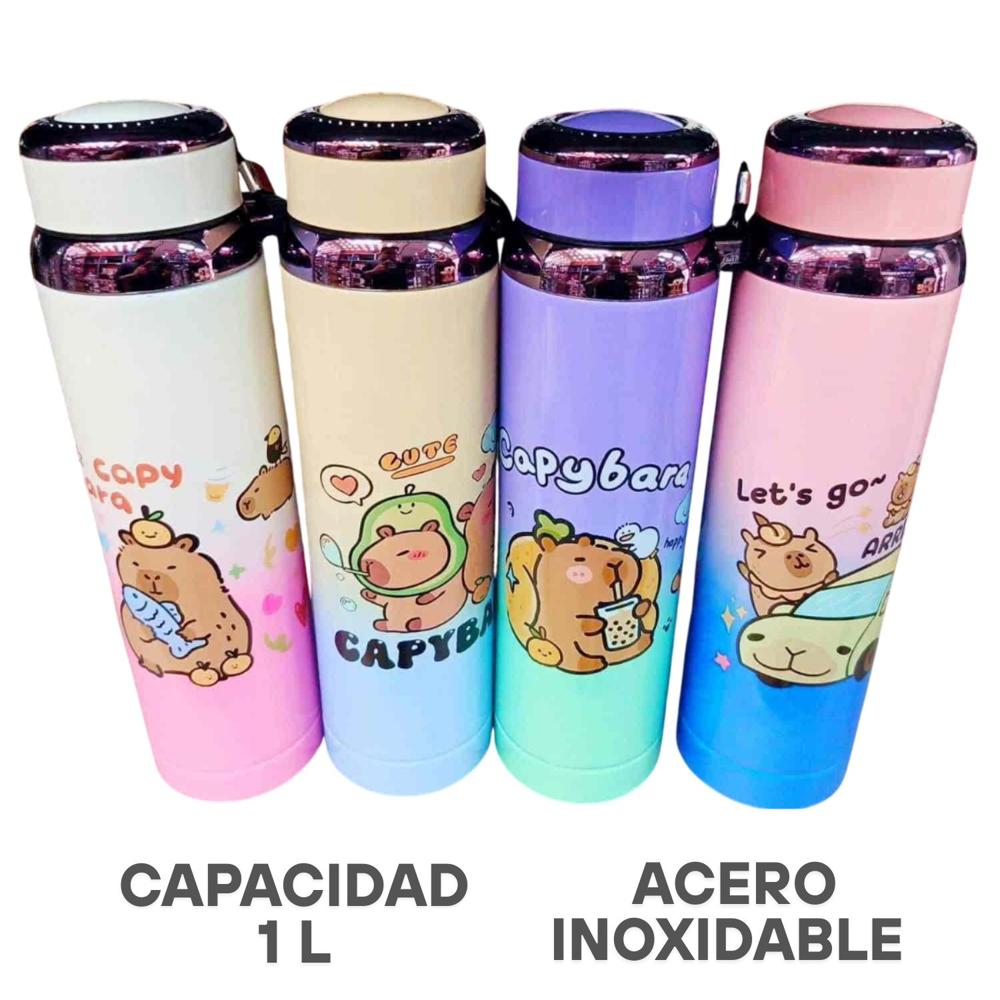 Termo Botella de Acero Inoxidable de 1 Litro con Colador Diseño Aleatorio