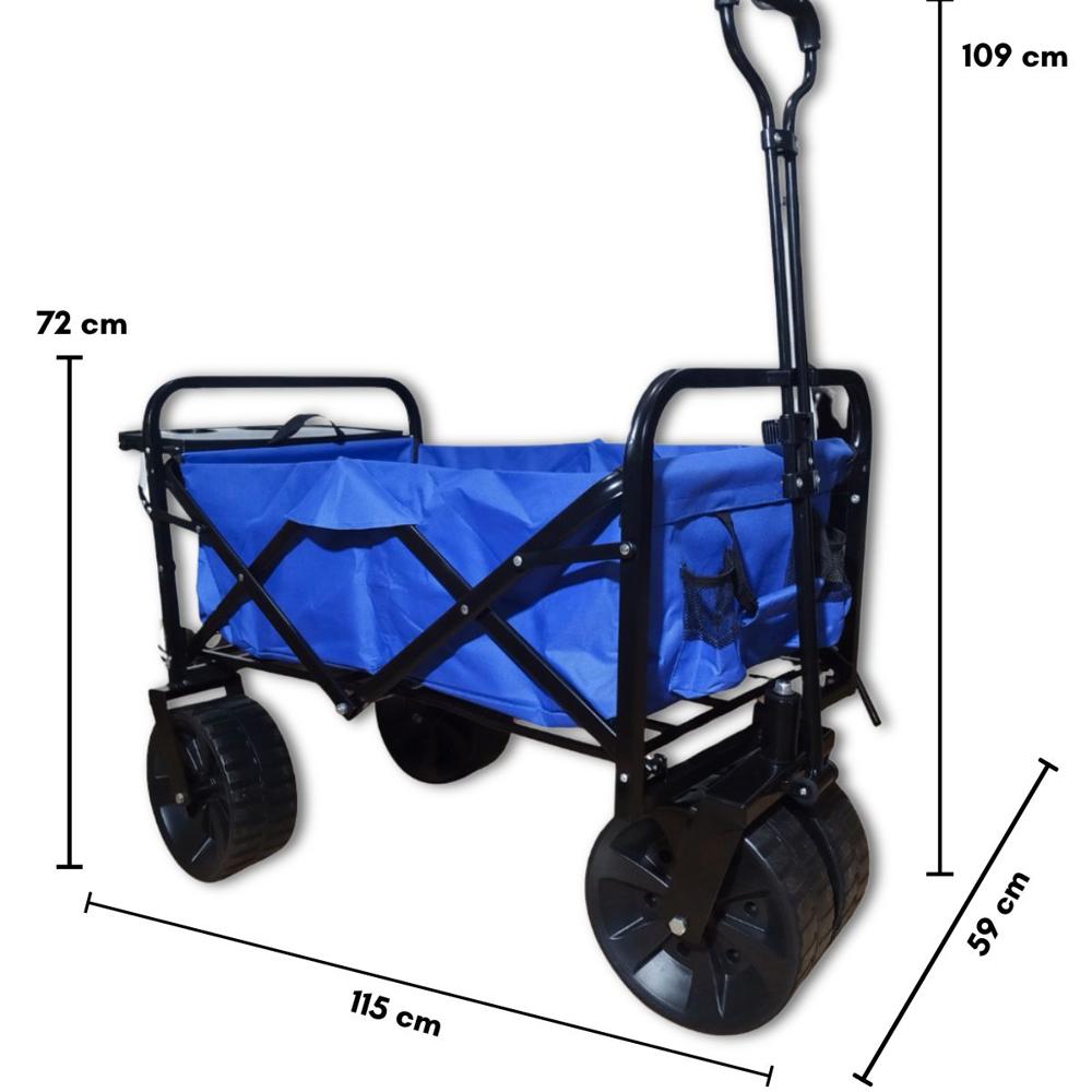 Carrito Plegable con Portavasos para Compras Playa Camping Azul
