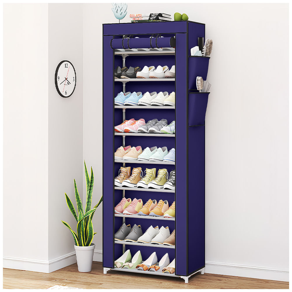 Zapatera Organizador 9 Niveles Desmontable de Tela Azul A46