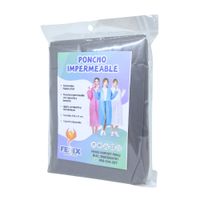 Poncho Para Lluvia Ligero Impermeable con capucha y botones - Plomo
