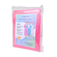 Poncho Para Lluvia Ligero Impermeable con capucha y botones - Rosado
