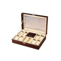 Caja Porta Reloj Organizador de Joyas Anillos Collares de Cuero PU Marrón