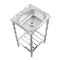 LAVADERO DE COCINA CON MUEBLE DE ACERO INOXIDABLE 50CM X 45 CM
