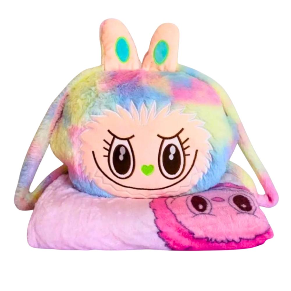 Labubu Suave Manta de Felpa Colorido Bordado