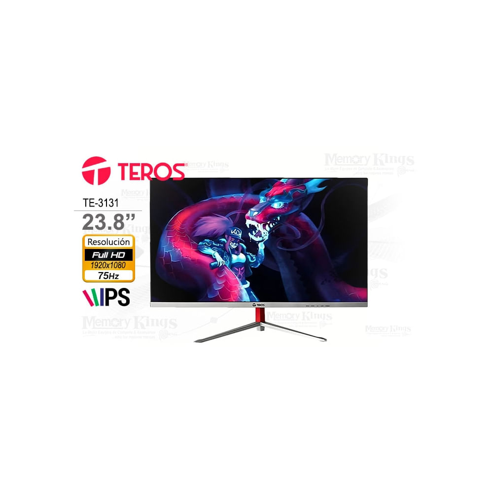 Monitor curvo Teros TE-3131 de 23.8"" FHD, 75Hz, 5ms - Ideal para juego