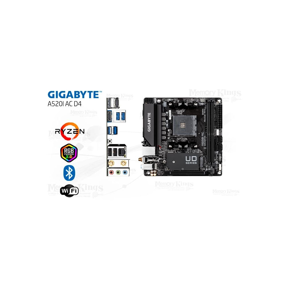 Placa base Gigabyte A520I AC WiFi D4 Mini ITX AM4 para rendimiento y c