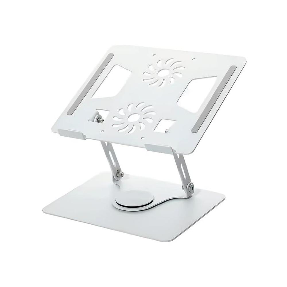 Soporte de Metal S&T para laptop 11-17” Gira 360° Ventiladores Dobles HL906F-S Blanco Soporte de Metal S&T para laptop 11-17” Gira 360° Ventiladores Dobles HL906F-S Blanco