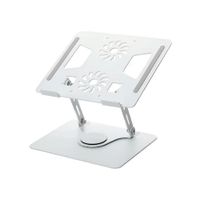 Soporte de Metal S&T para laptop 11-17” Gira 360° Ventiladores Dobles HL906F-S Blanco