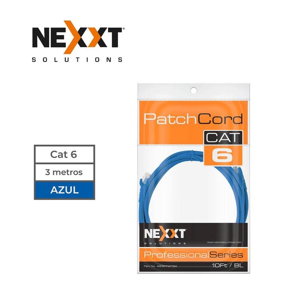 Cable Patch Cord Nexxt UTP Cat6 AB361NXT24 3 mts Azul Cable Patch Cord Nexxt UTP Cat6 AB361NXT24 3 mts Azul
