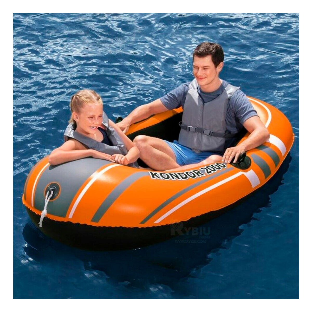 Bote Balsa Inflable Color Naranja de Tamaño Grande