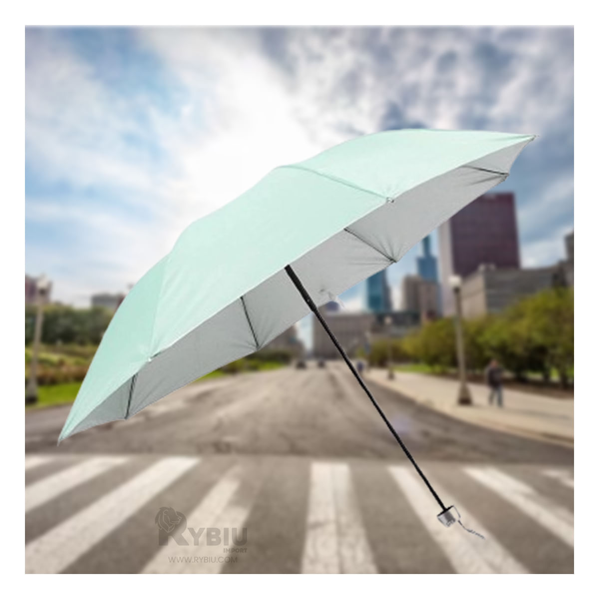 Sombrilla Fácil de Usar en Color Verde Agua Y+Agendita