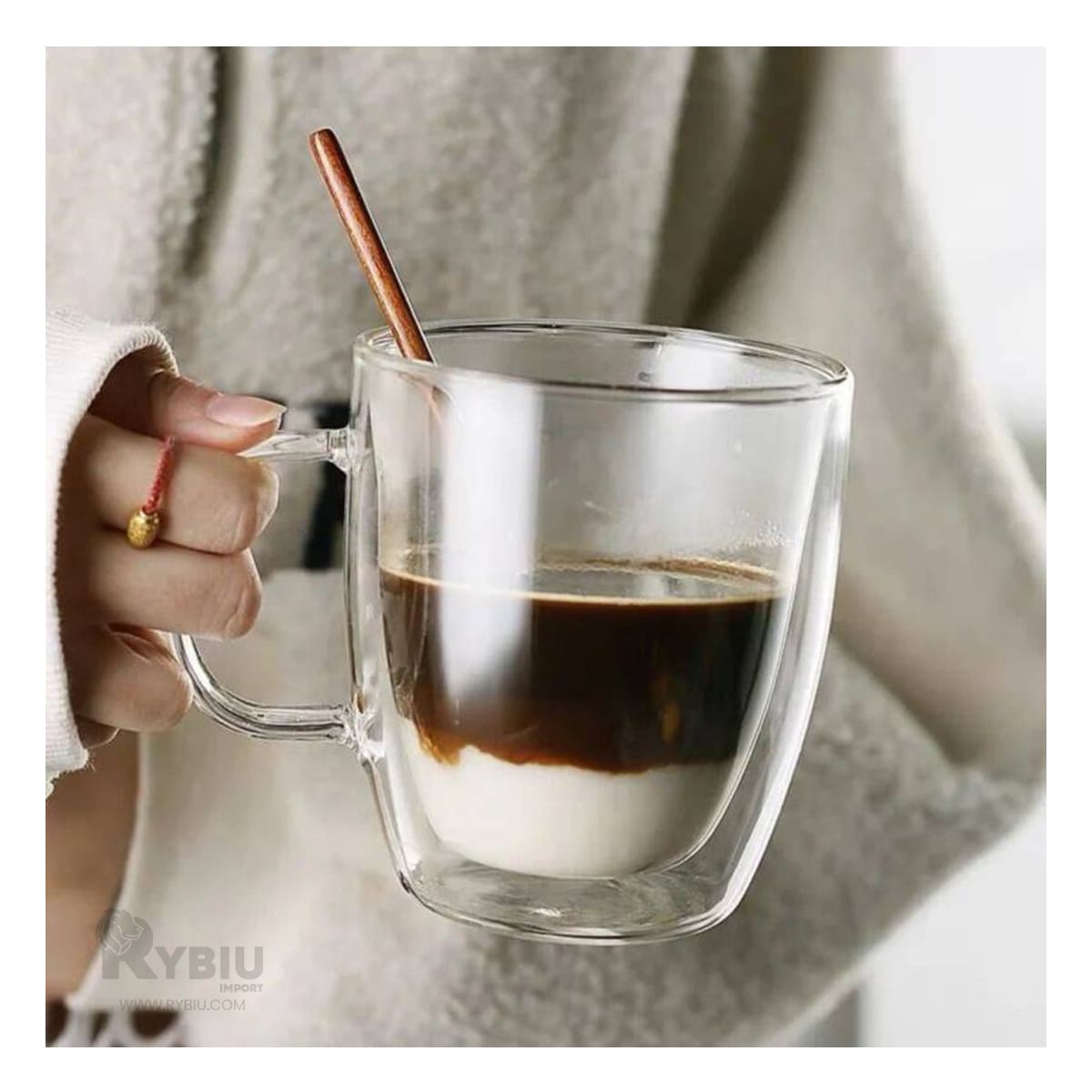 Taza de 2 Estratos Sofisticada en Transparente Y+Stickers