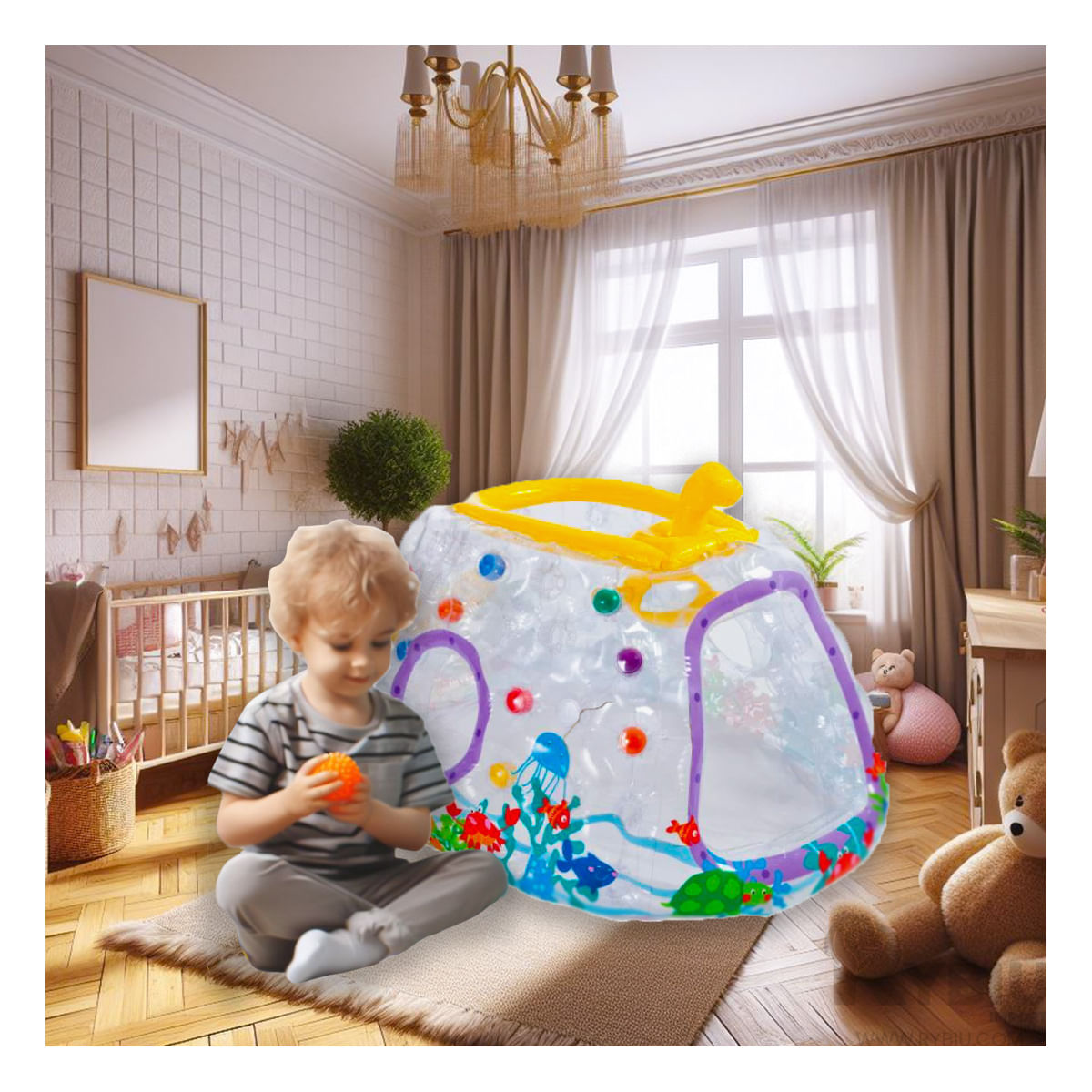 Sub Marino Divertido para Niños Multicolor Y+Stickers