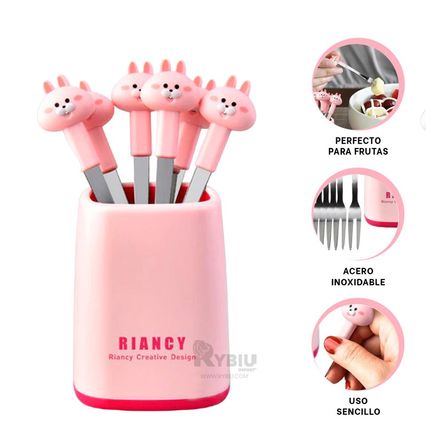 Tenedor Chico Eficiente de Conejo Rosado Y+Post-it Adhesivos Tenedor Chico Eficiente de Conejo Rosado Y+Post-it Adhesivos