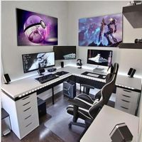 Escritorio Gamer de Melamina en L Blanco 180cm