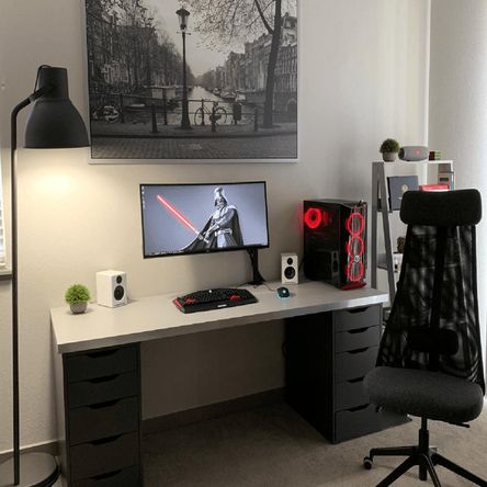 Escritorio Gamer de Melamina Gris 180cm Escritorio Gamer de Melamina Gris 180cm