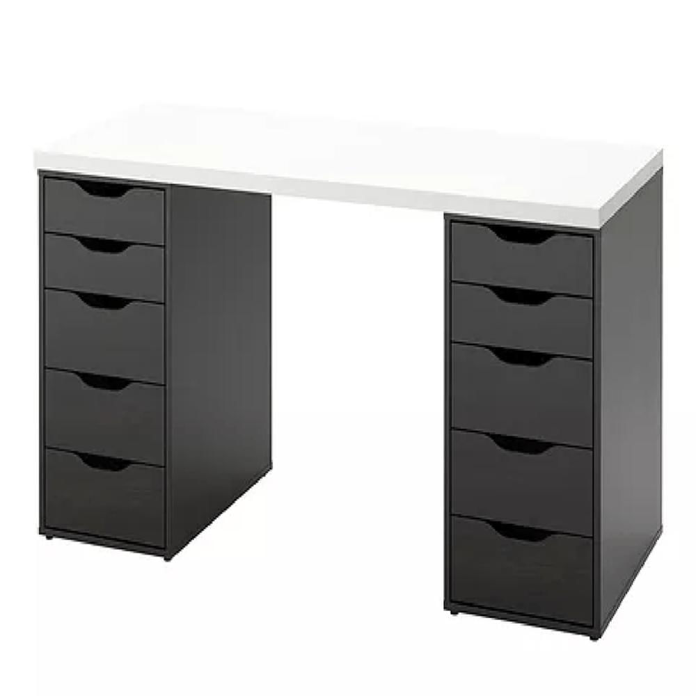 Escritorio de Melamina Moderno Blanco Negro 140cm