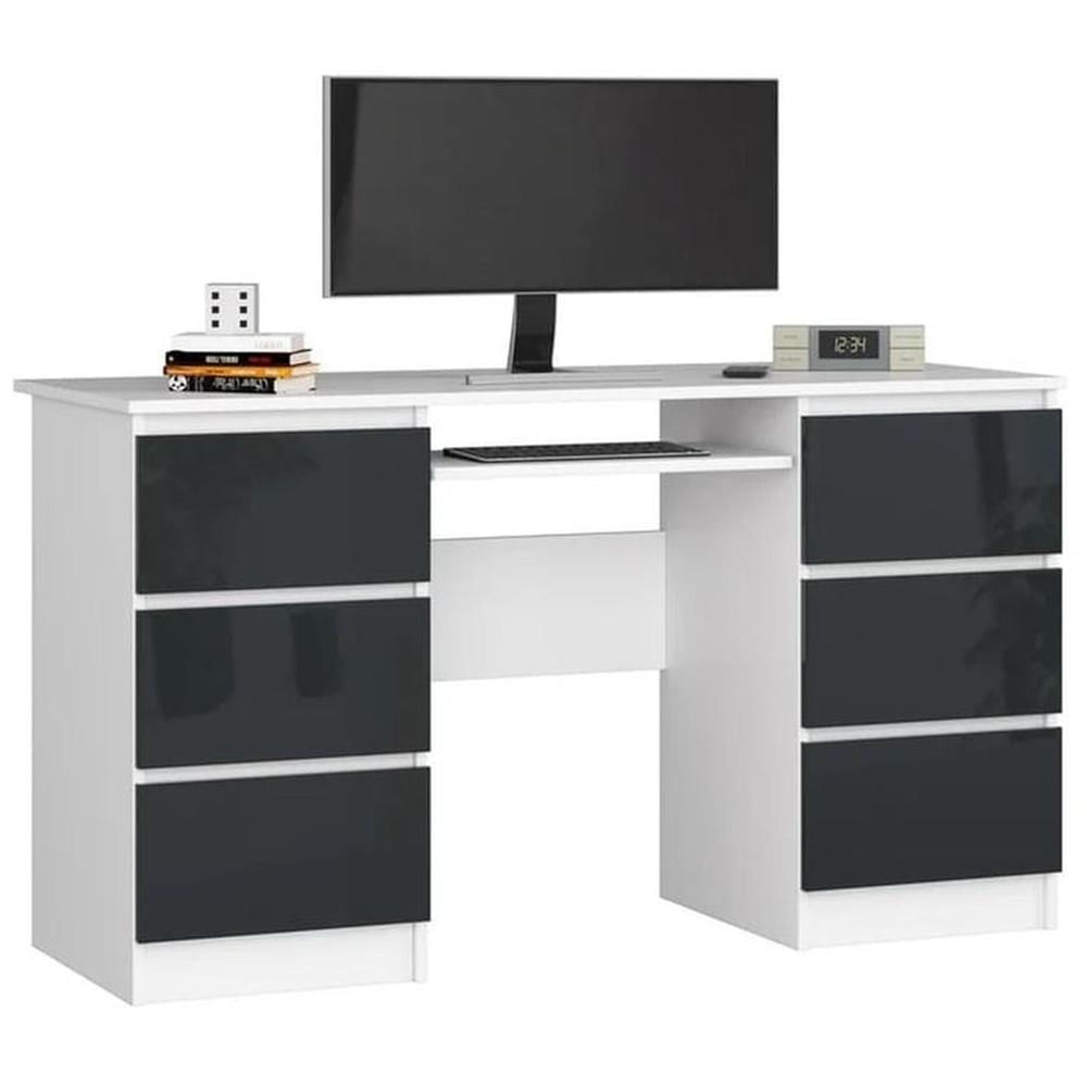 Escritorio de Melamina Gerencial Blanco-Negro 135cm Escritorio de Melamina Gerencial Blanco-Negro 135cm