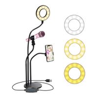 Aro De Luz Led 3 En 1 Con Soporte Para Celular Y Micrófono