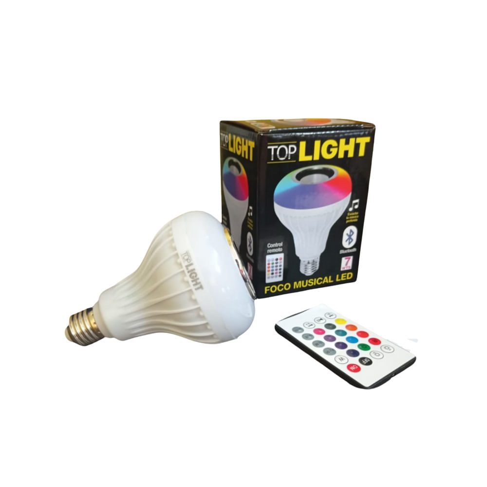 Foco Led Musical - Bluetooth Con Luz Blanca Y Rgb + Control