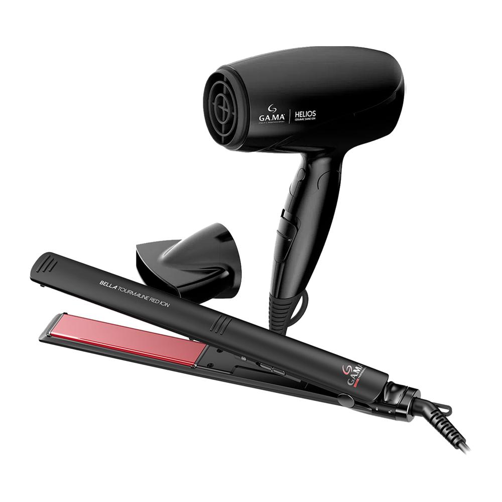 Combo Gama Alisadora Bella Tourmaline BECHS0000002116 y Secador Helios Mango Plegable