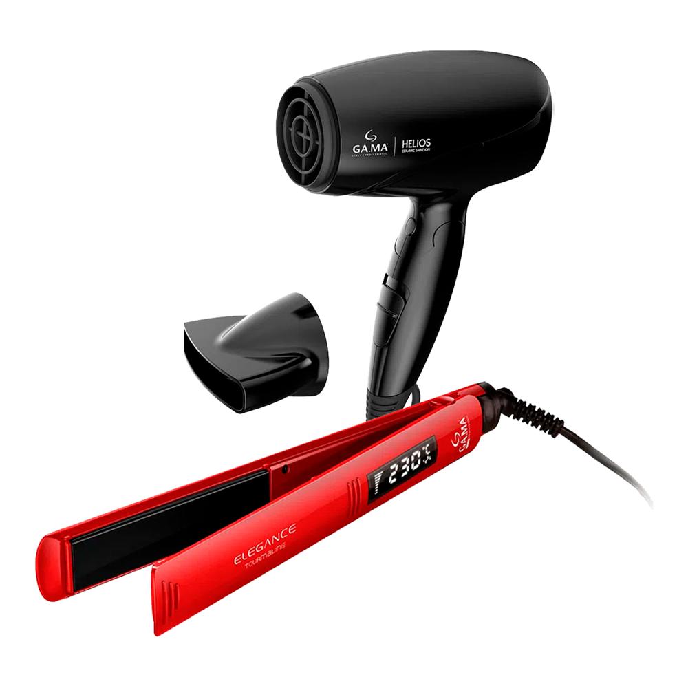 Combo Gama Alisadora Elegance Tourmaline BECHS0000001072 y Secador Helios Mango Plegable