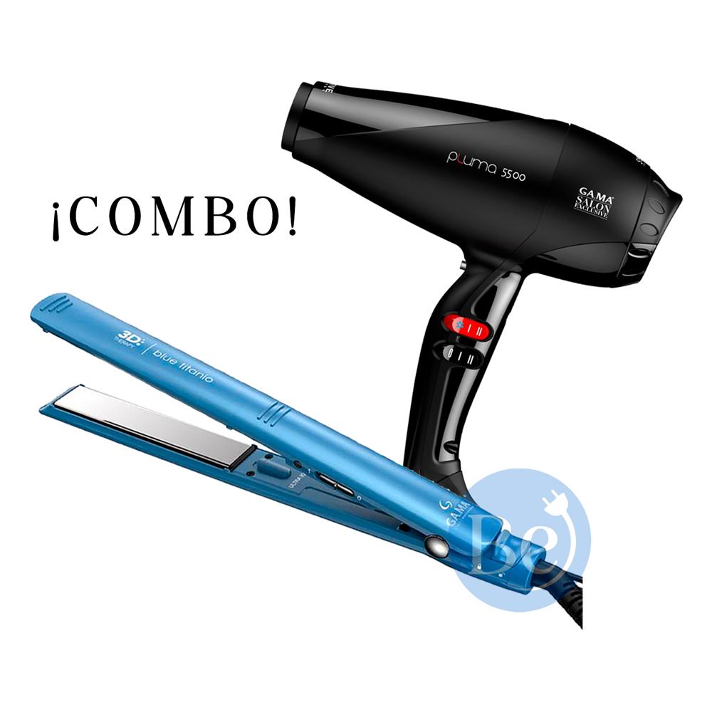 Combo Gama Alisadora Blue Titanio BECHS0000002426 y Secador Pluma BECHD0000001656