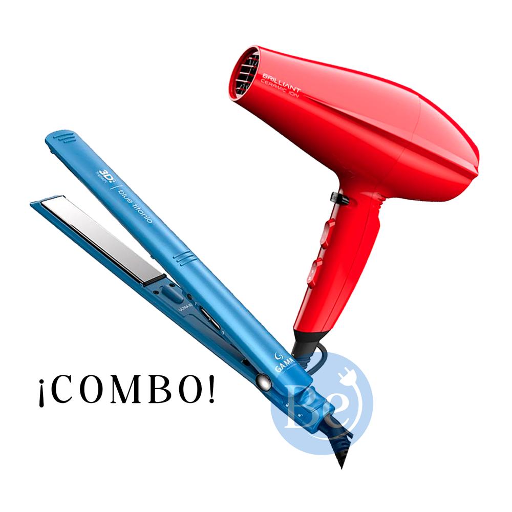 Combo Gama Alisadora Blue Titanio BECHS0000002426 y Secador Brilliant BECHD0000002218
