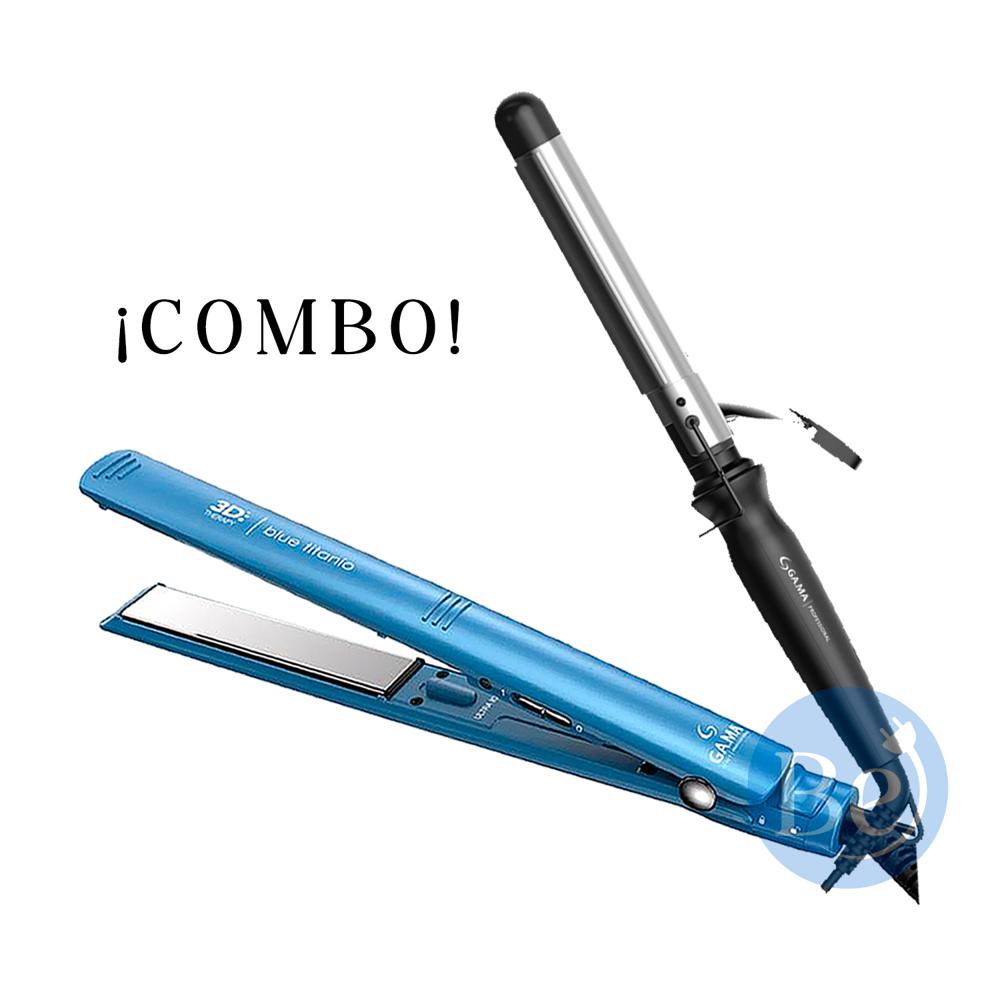 Combo Gama Alisadora Blue Titanio BECHS0000002426 y Rizador SalonCurl 32mm