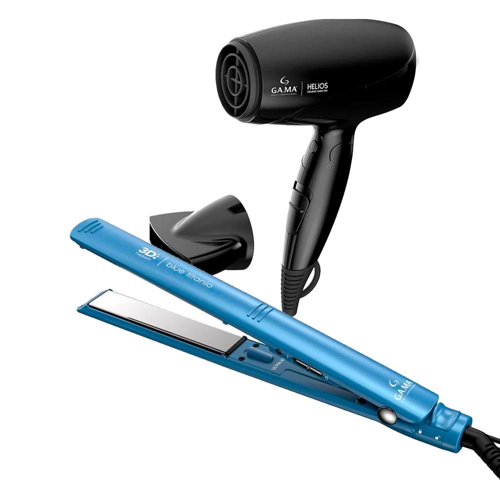 Combo Gama Alisadora 3D Blue Titanio BECHS0000002426 y Secador Helios Mango Plegable Combo Gama Alisadora 3D Blue Titanio BECHS0000002426 y Secador Helios Mango Plegable