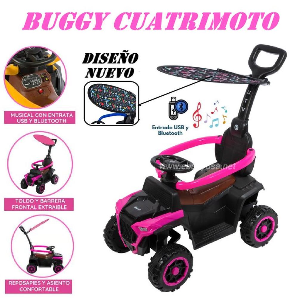 Bugui Tractor Musical y Luces Sombrilla con Diseño -Rosado