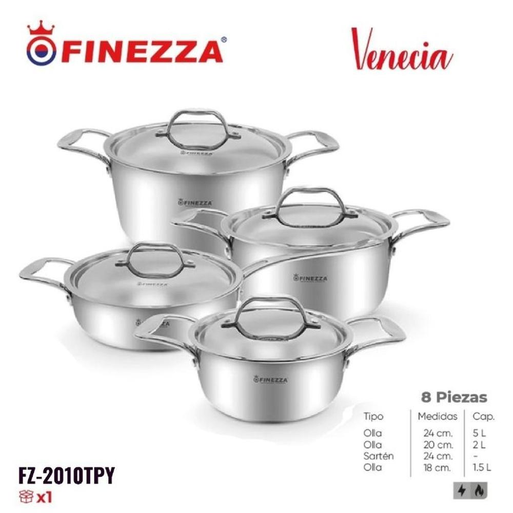 Juego de Ollas de 8 Piezas Acero Inoxidable FZ-2010TPY