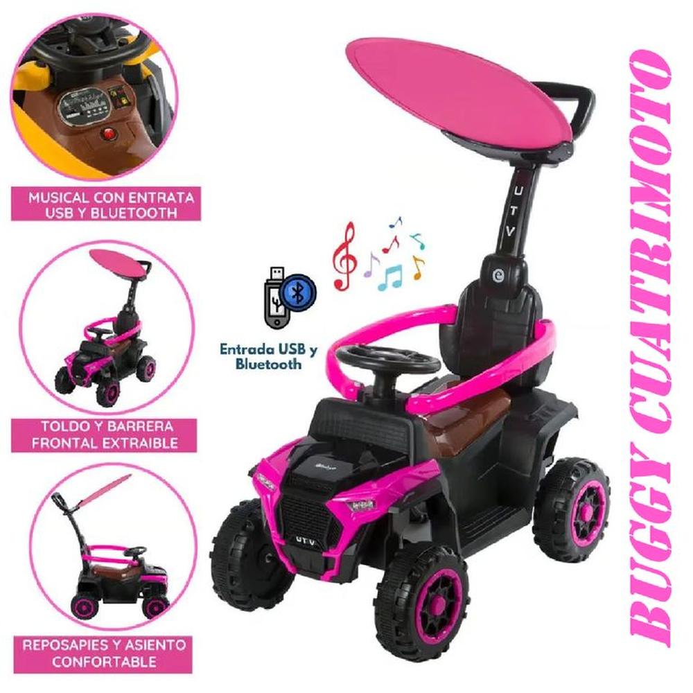 Bugui Cuatrimoto Tractor Bluetooh Musical con Luces -Rosa