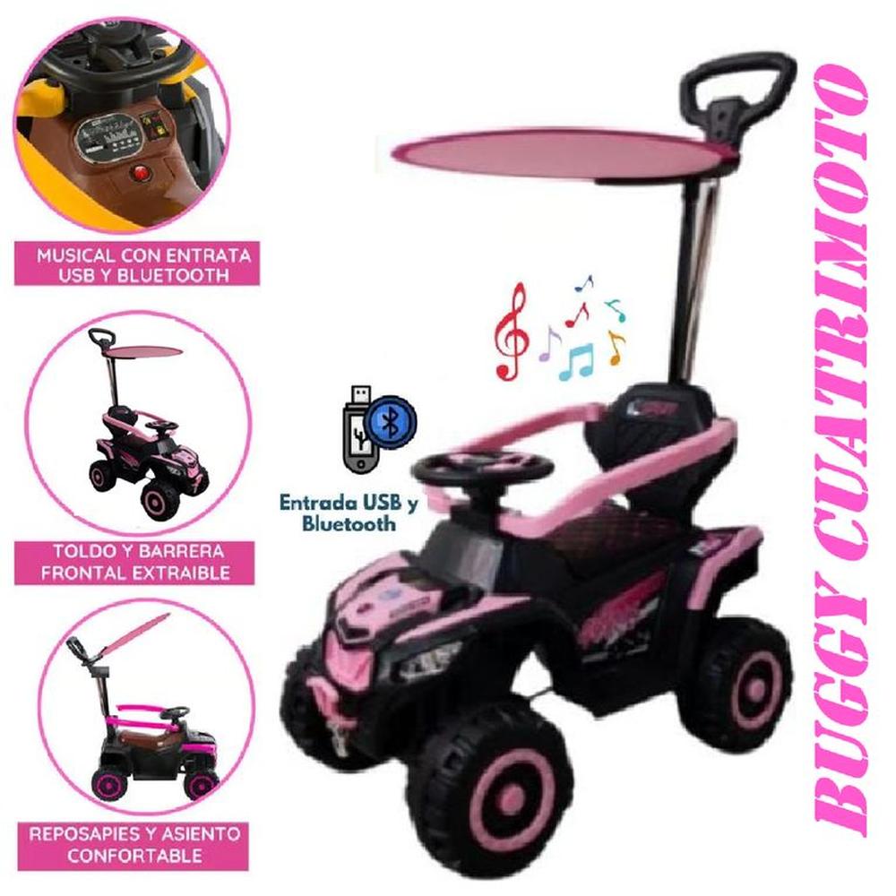 Bugui Cuatrimoto Tractor Bluetooh Musical con Luces -rosado