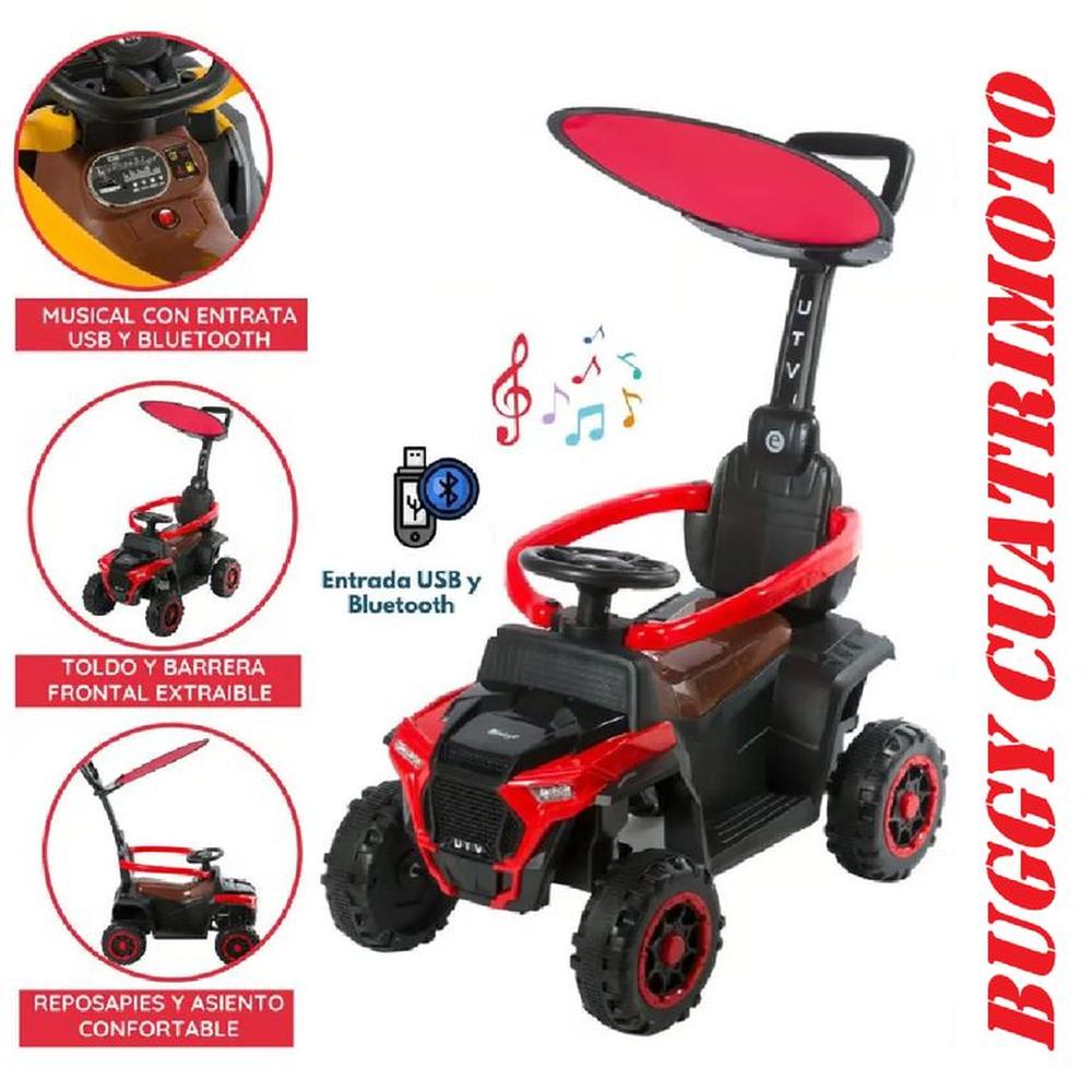 Bugui Cuatrimoto Tractor Bluetooh Musical con Luces-Rojo